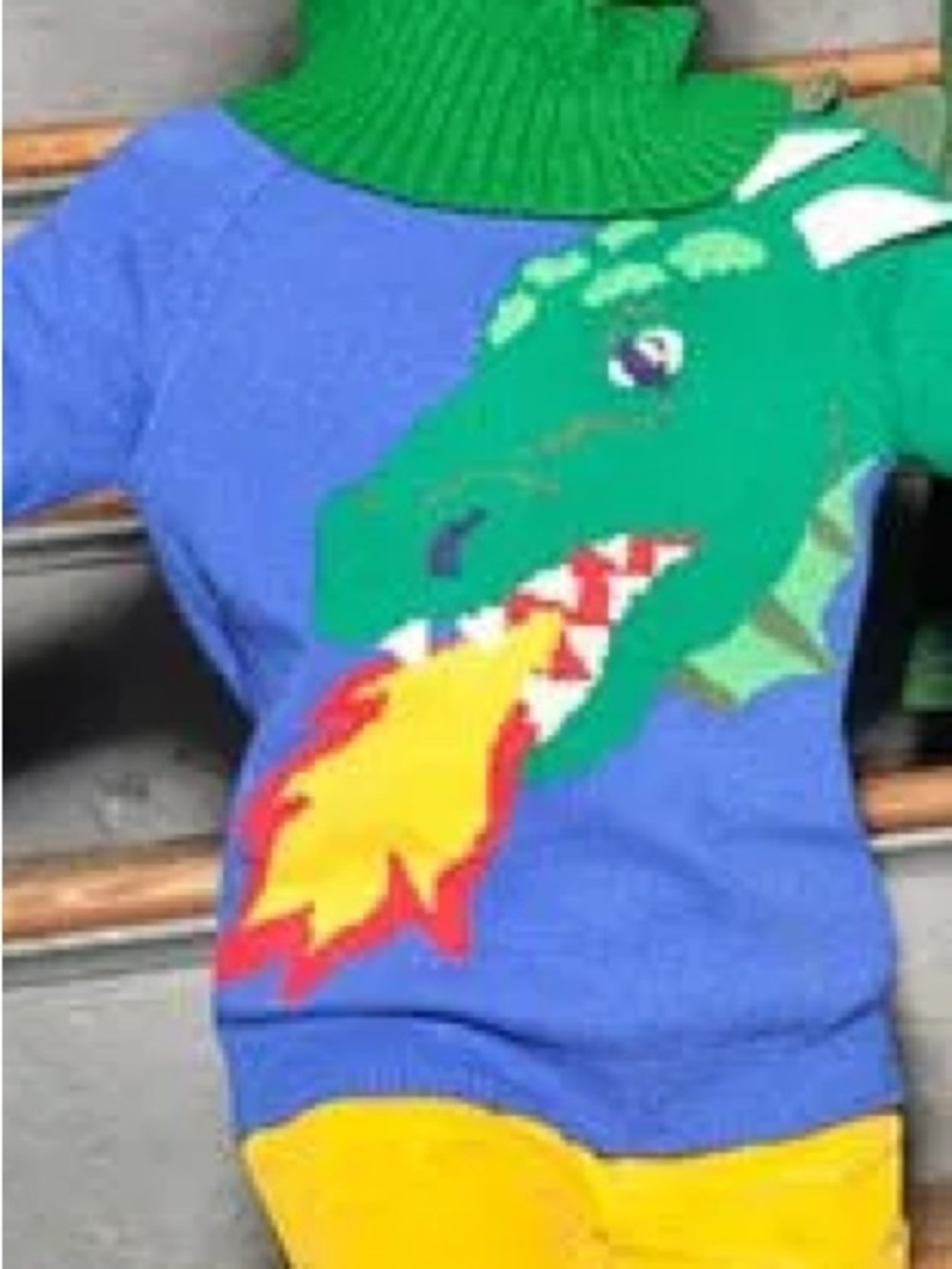 Mini Boden Dragon Sweater | size 2-3yr | Blue & Green